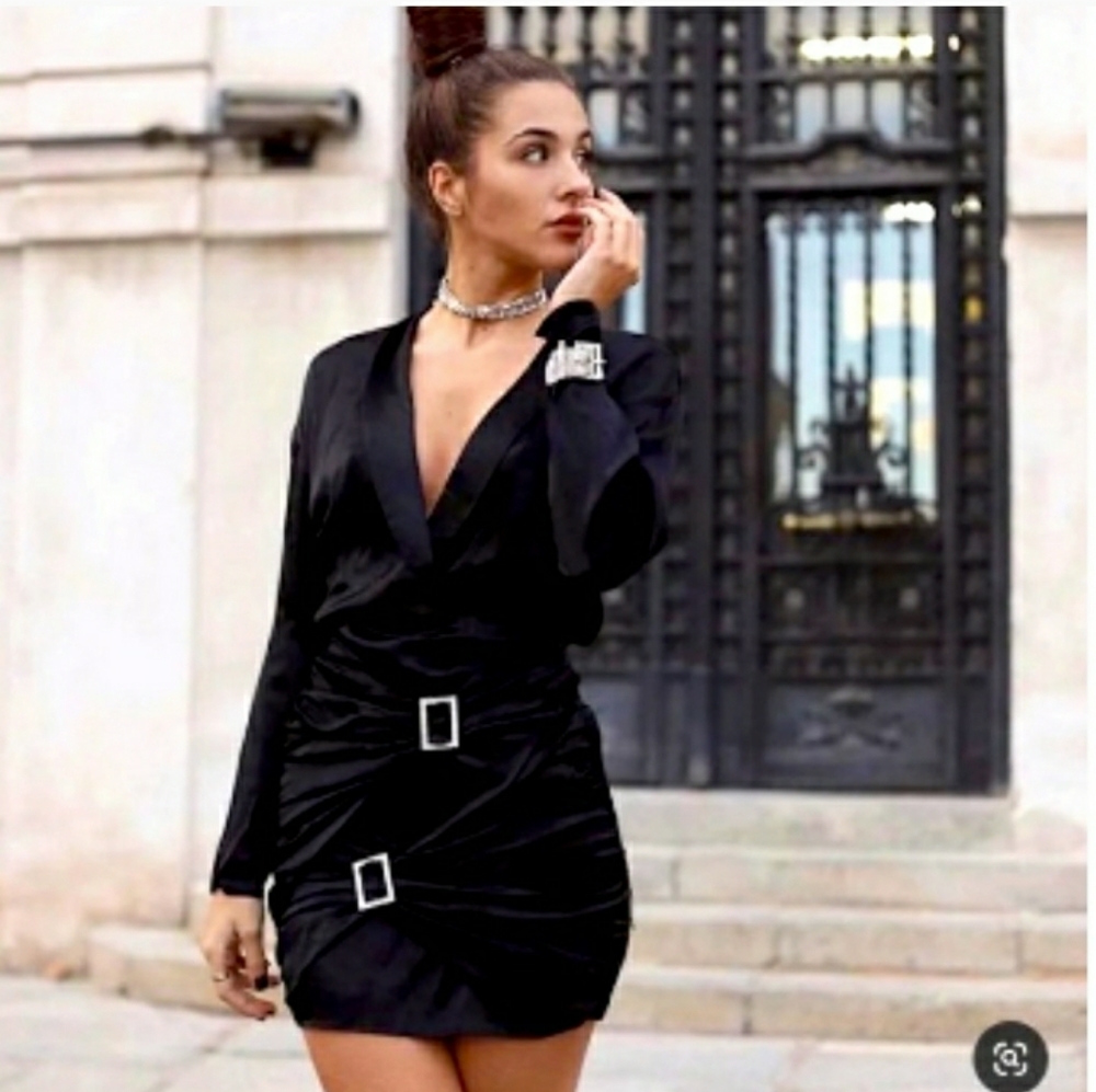 Zara jewel trim satin effect dress